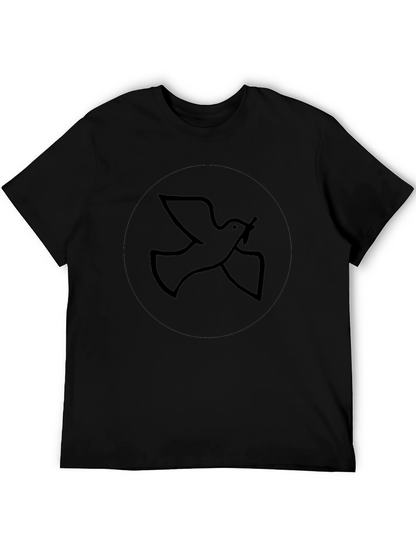 Camiseta Negra Hombre: Diseño Paloma de la Paz