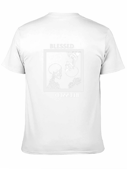 Camiseta Negra con Diseño de Esqueletos Blessed