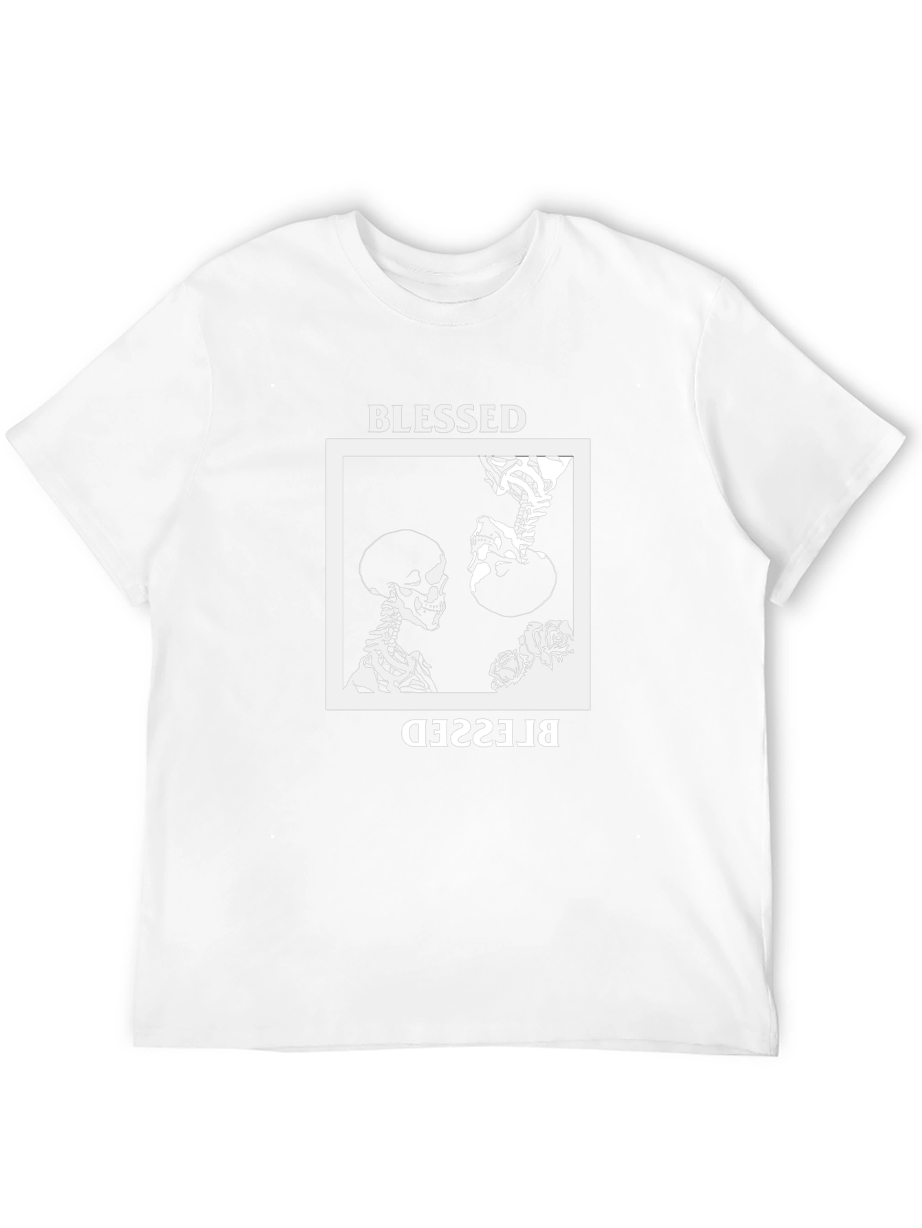 Camiseta Negra con Diseño de Esqueletos Blessed