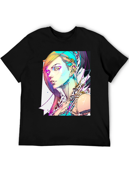 Camiseta Negra con Diseño Cyberpunk