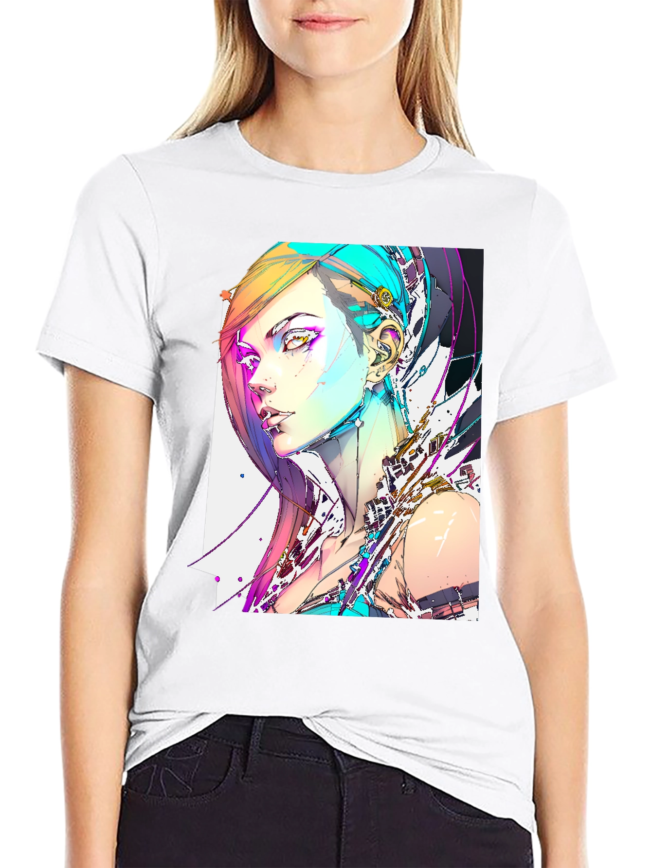 Camiseta Negra con Diseño Cyberpunk
