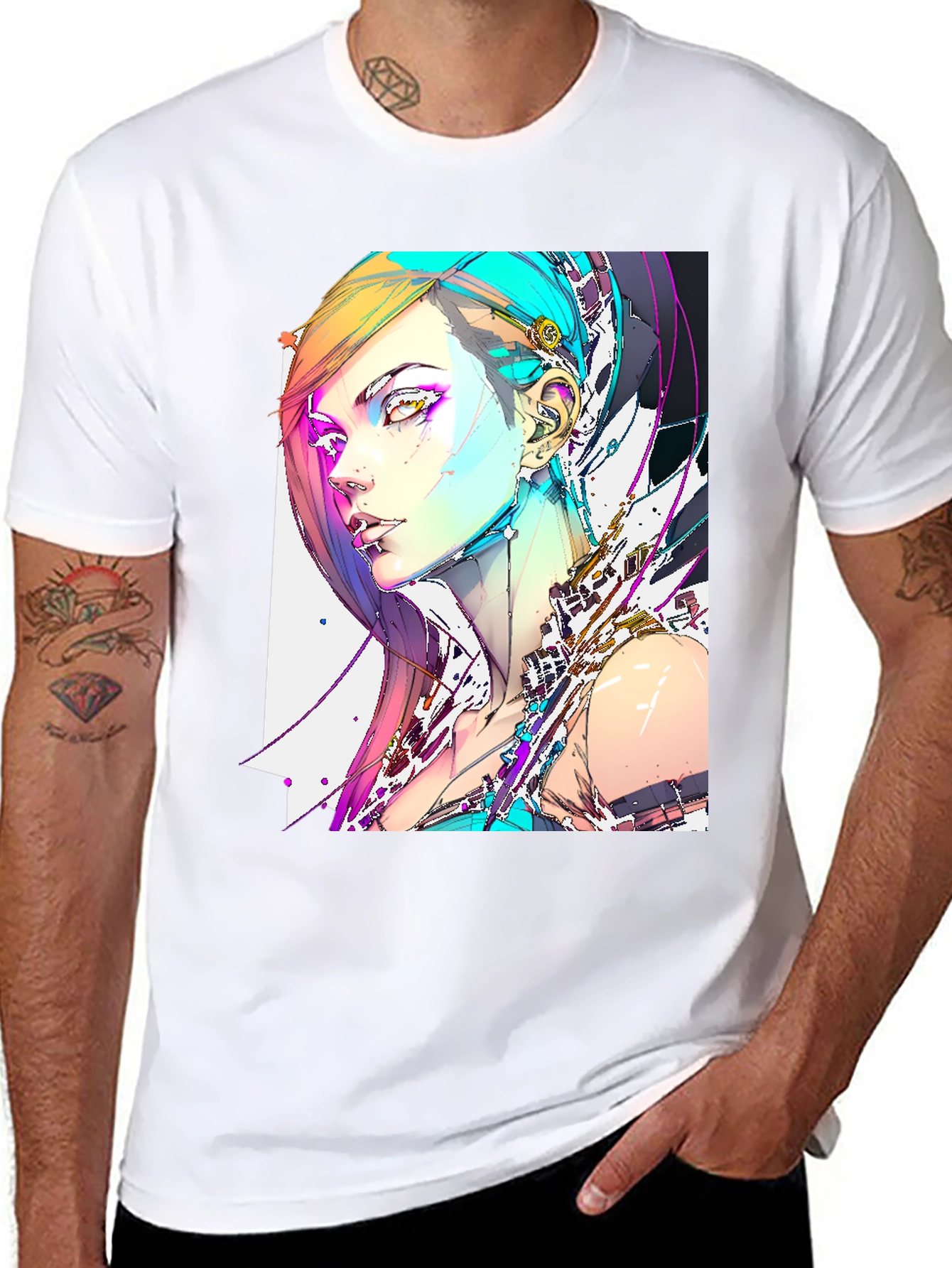 Camiseta Negra con Diseño Cyberpunk