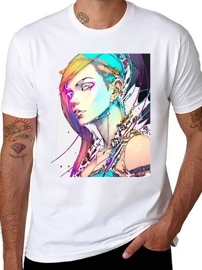 Camiseta Negra con Diseño Cyberpunk