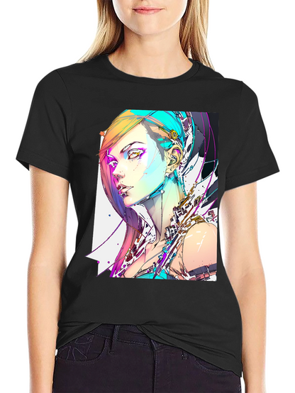 Camiseta Negra con Diseño Cyberpunk