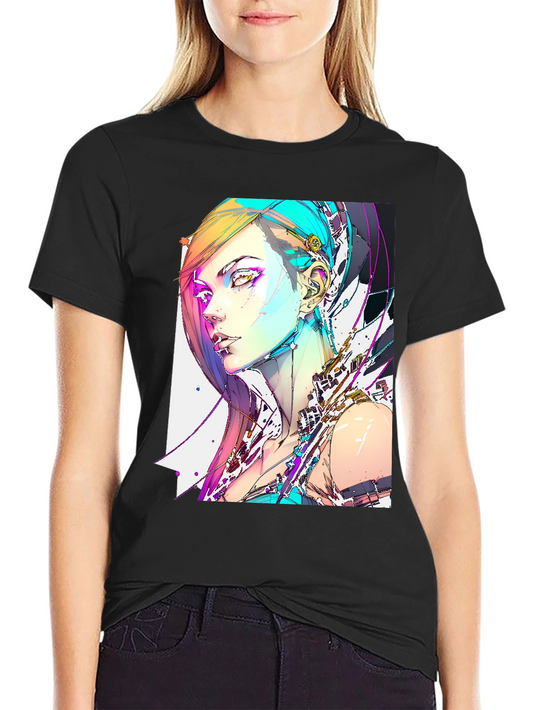 Camiseta Negra con Diseño Cyberpunk