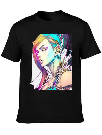 Camiseta Negra con Diseño Cyberpunk