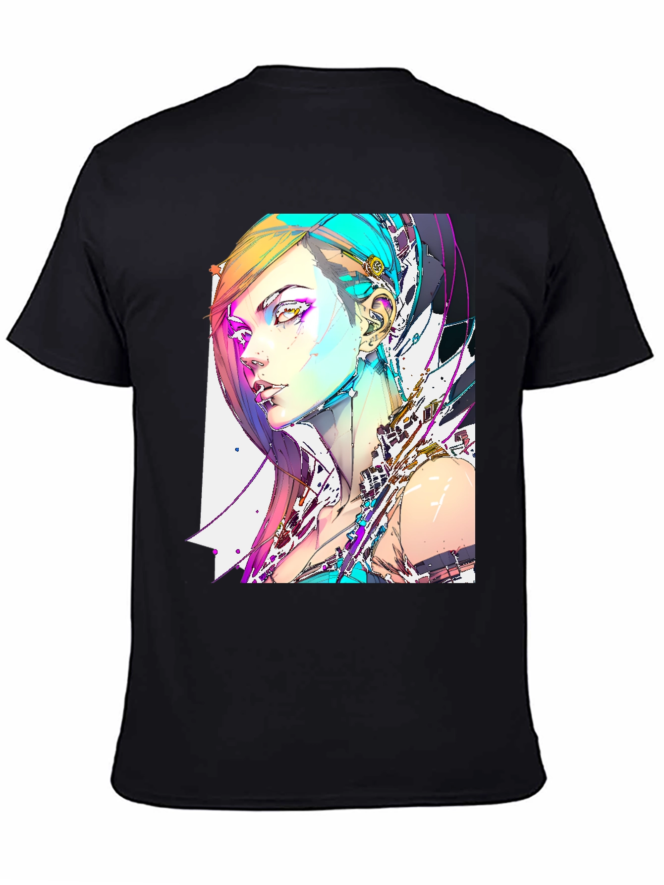 Camiseta Negra con Diseño Cyberpunk