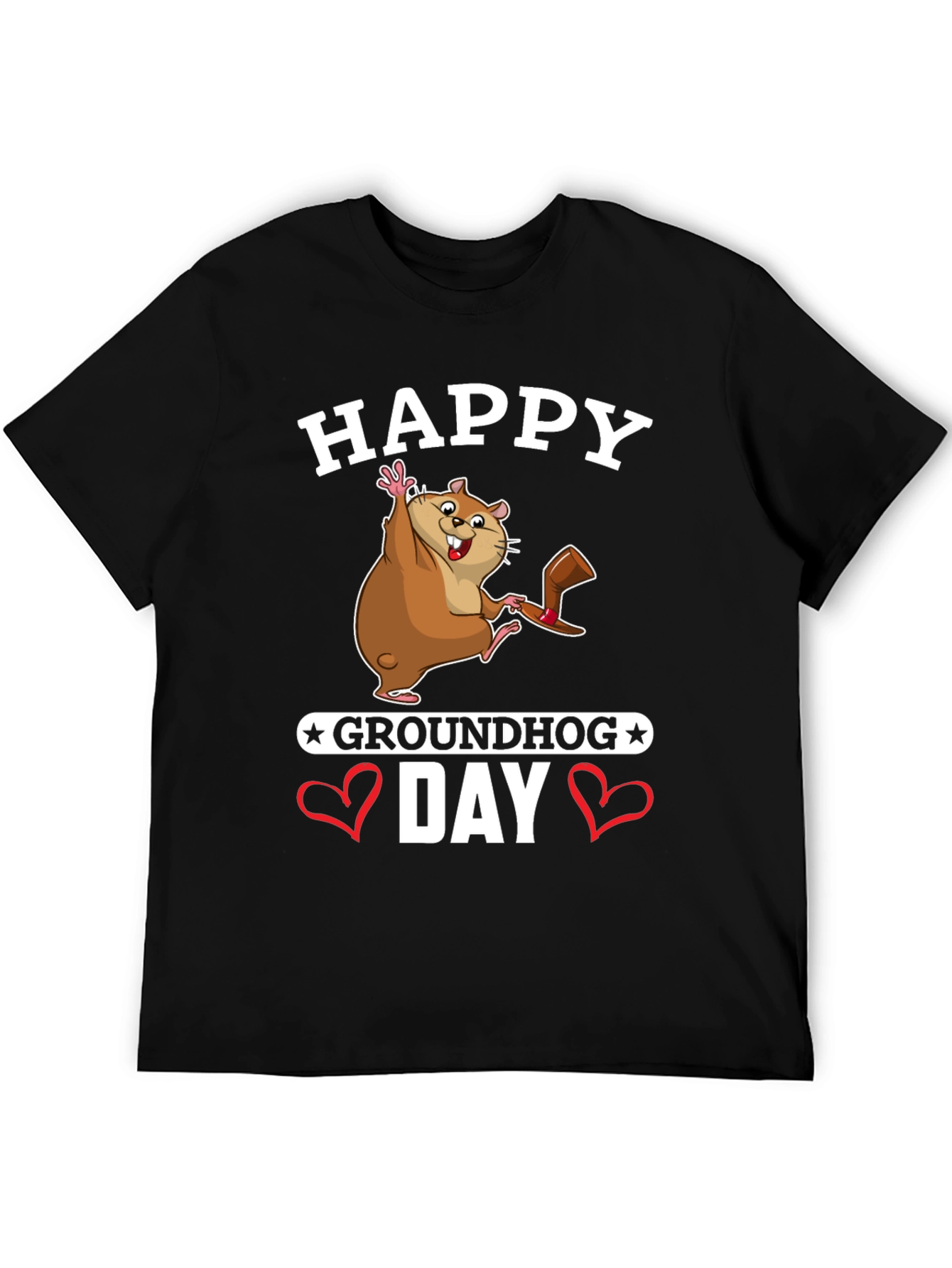 Camiseta Negra Feliz Día de la Marmota