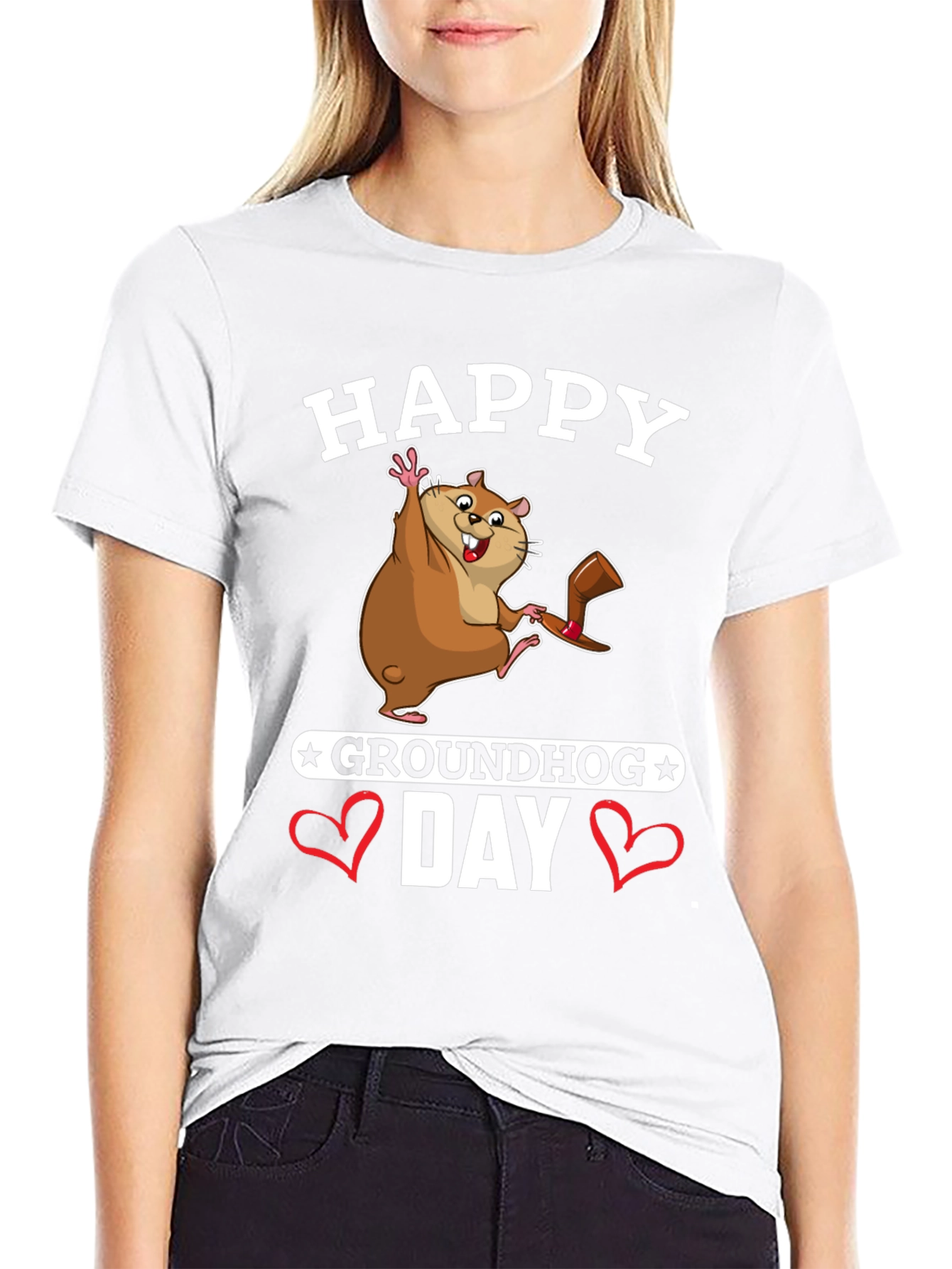 Camiseta Negra Feliz Día de la Marmota