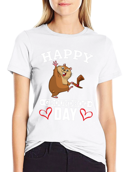 Camiseta Negra Feliz Día de la Marmota