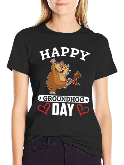 Camiseta Negra Feliz Día de la Marmota