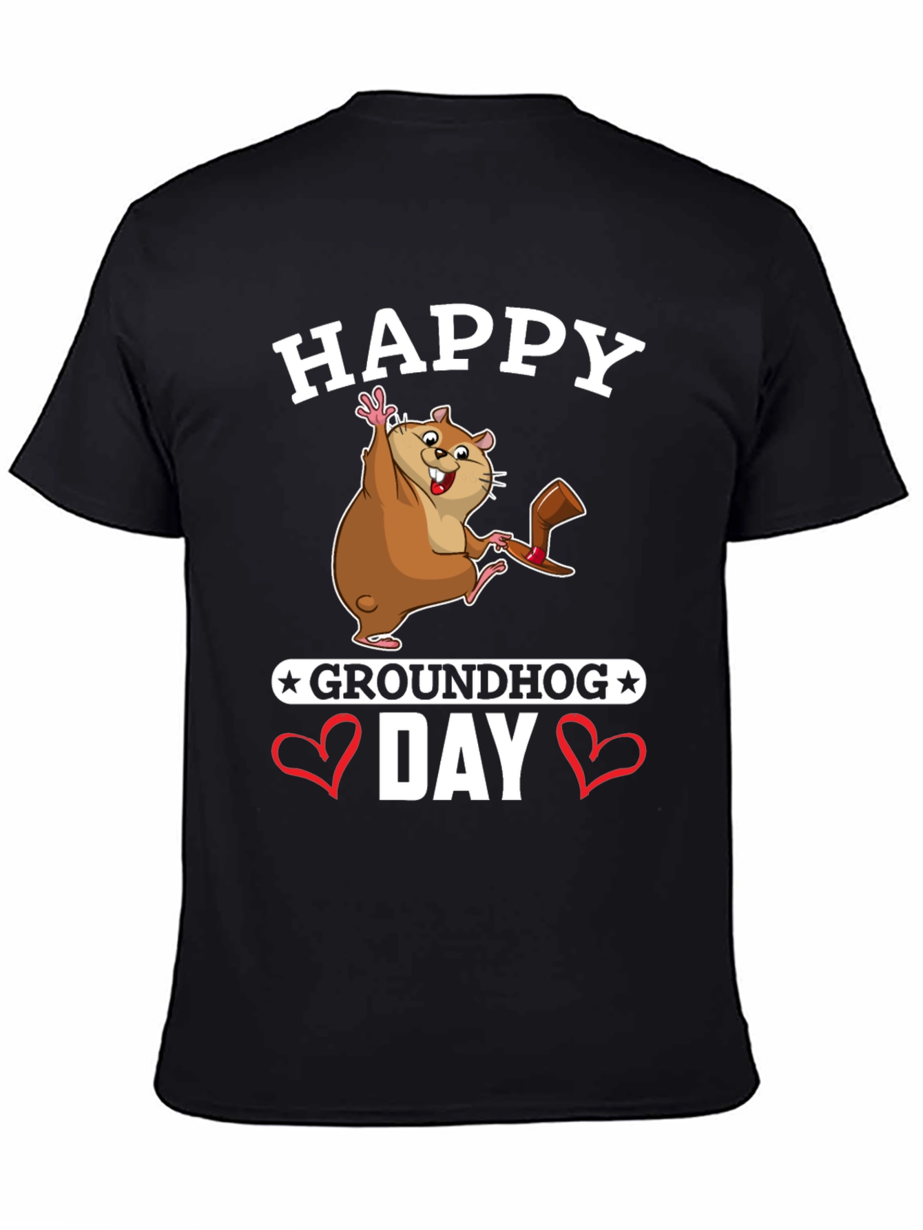 Camiseta Negra Feliz Día de la Marmota