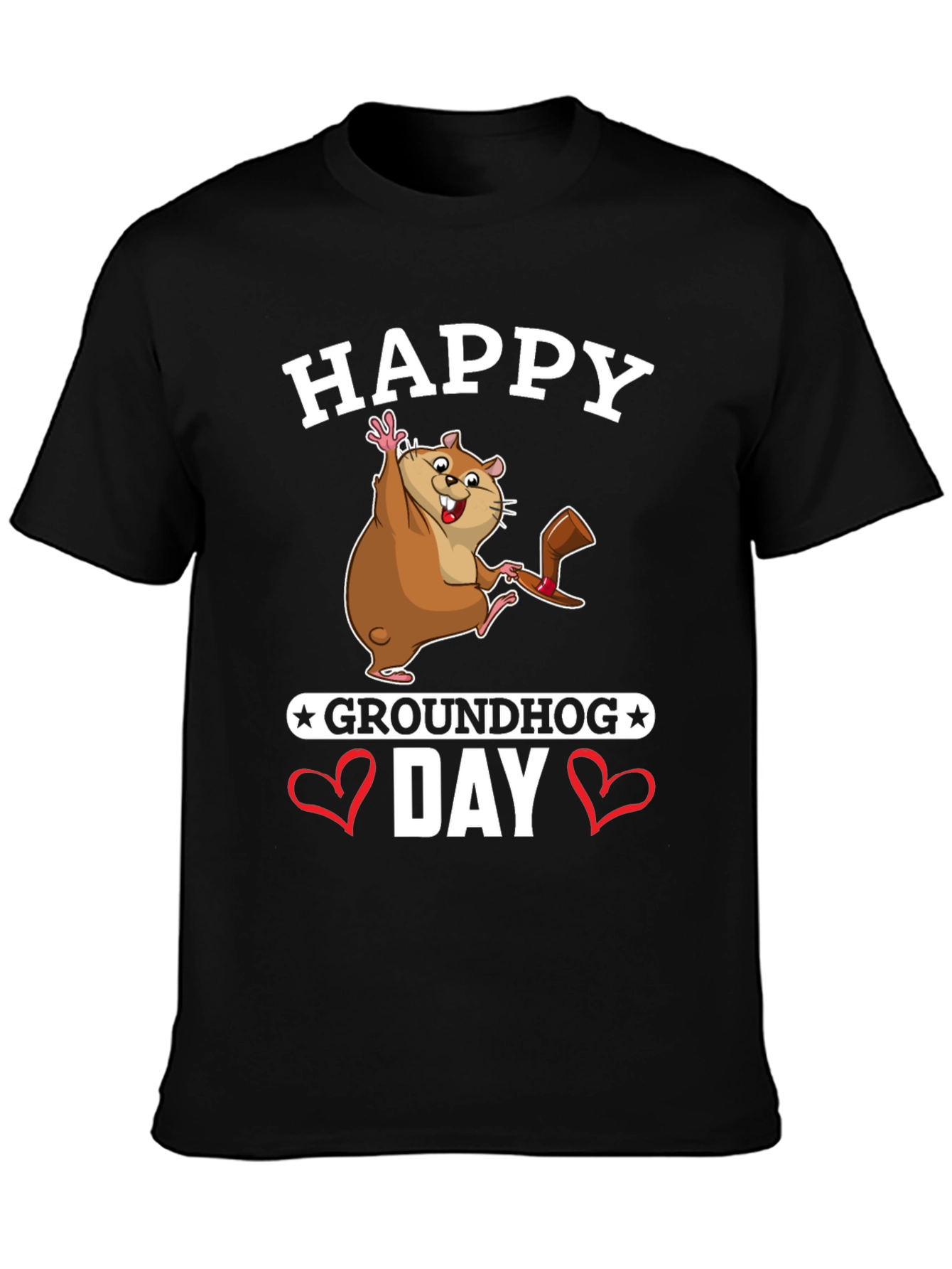 Camiseta Negra Feliz Día de la Marmota