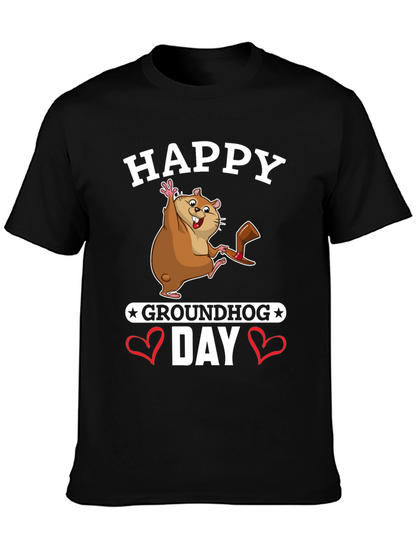 Camiseta Negra Feliz Día de la Marmota