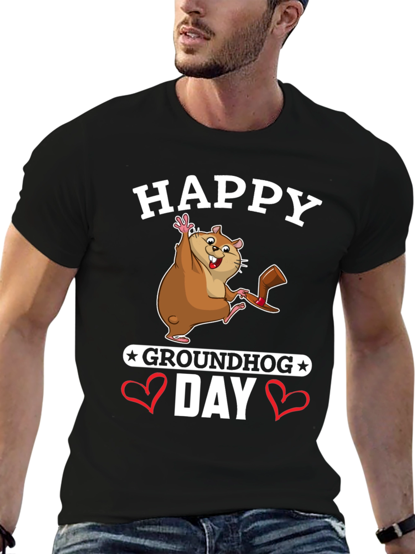 Camiseta Negra Feliz Día de la Marmota