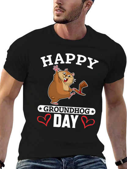 Camiseta Negra Feliz Día de la Marmota