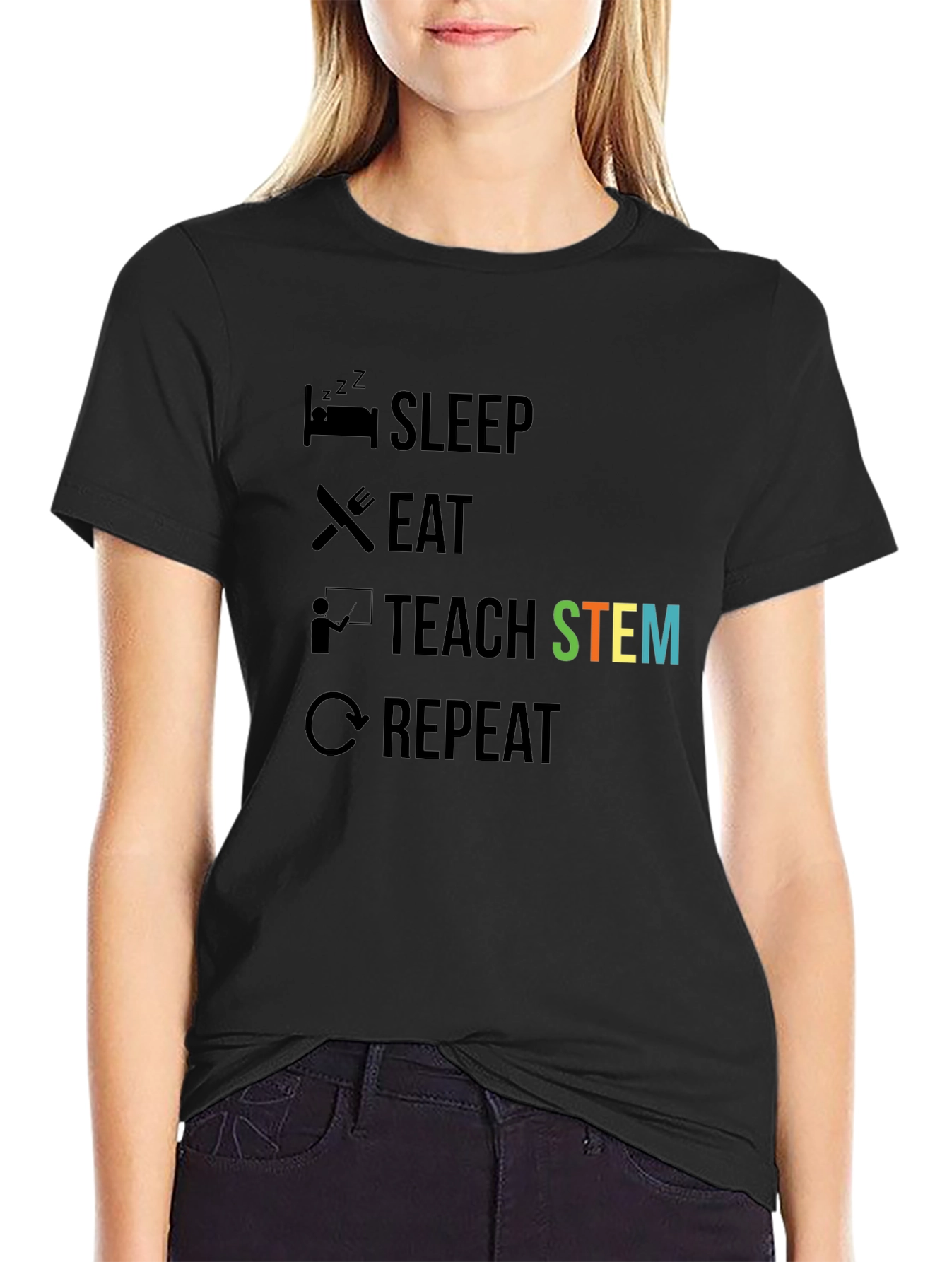 Camiseta Negra Enseñar STEM para Profesor
