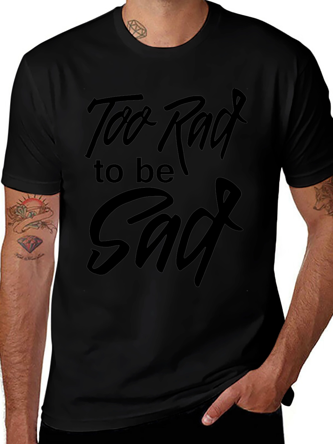 Camiseta Negra: Too Rad to be Sad