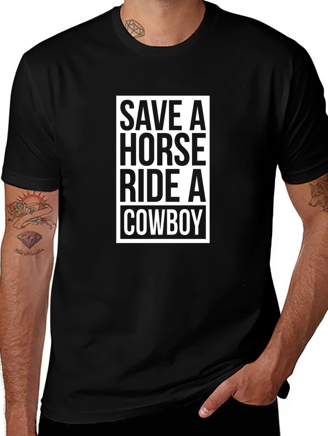 Camiseta Negra Save a Horse Ride a Cowboy