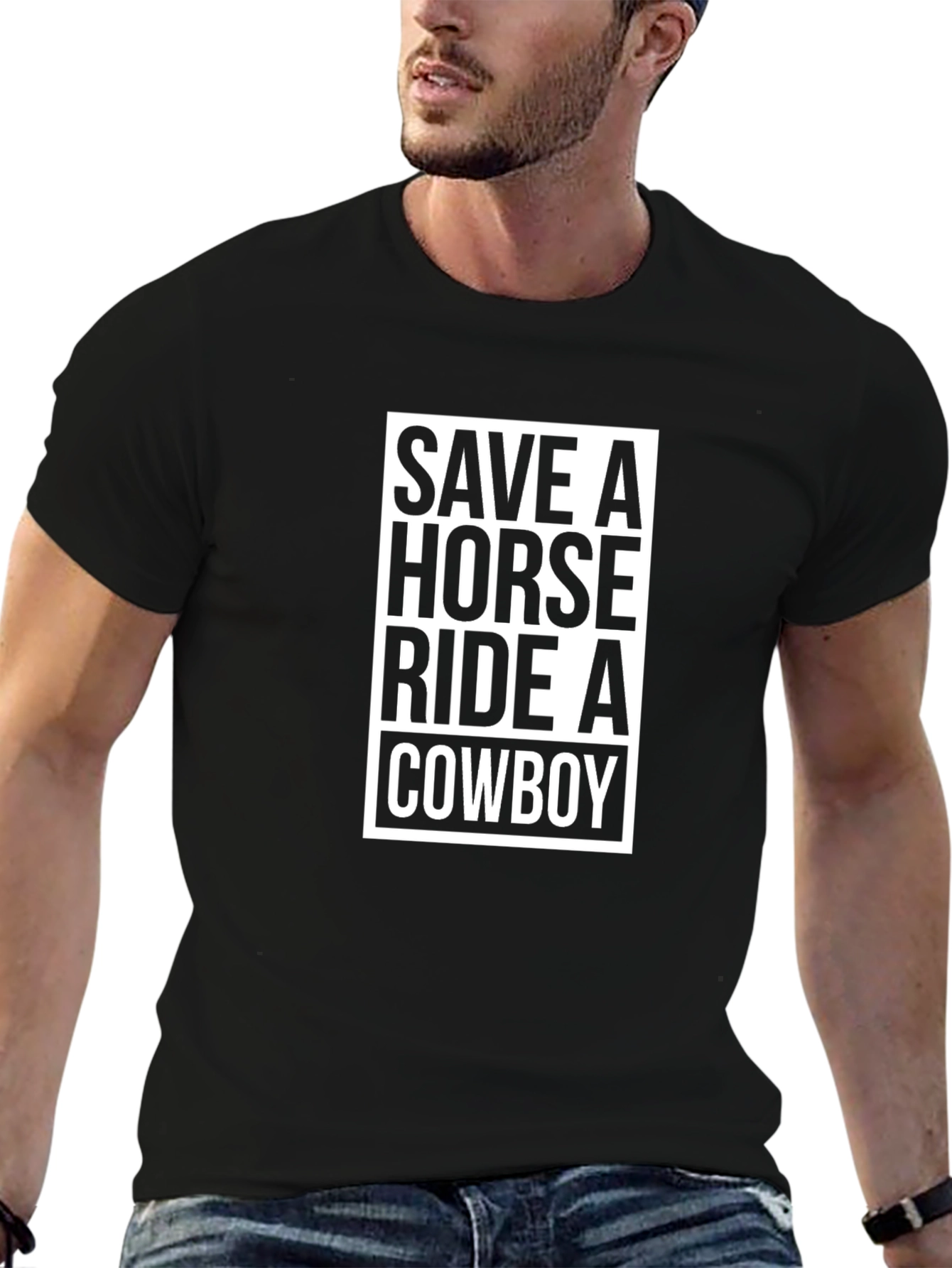 Camiseta Negra Save a Horse Ride a Cowboy