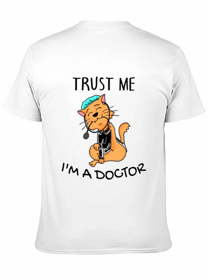 Camiseta Negra con Diseño de Gato Doctor