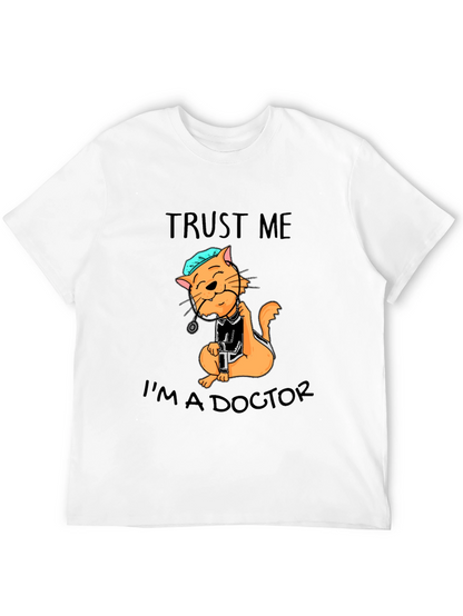 Camiseta Negra con Diseño de Gato Doctor