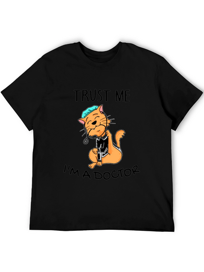 Camiseta Negra con Diseño de Gato Doctor