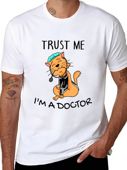 Camiseta Negra con Diseño de Gato Doctor
