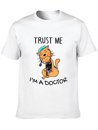 Camiseta Negra con Diseño de Gato Doctor