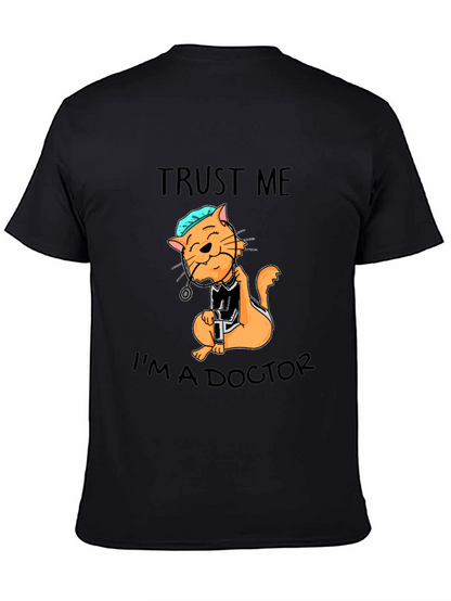 Camiseta Negra con Diseño de Gato Doctor