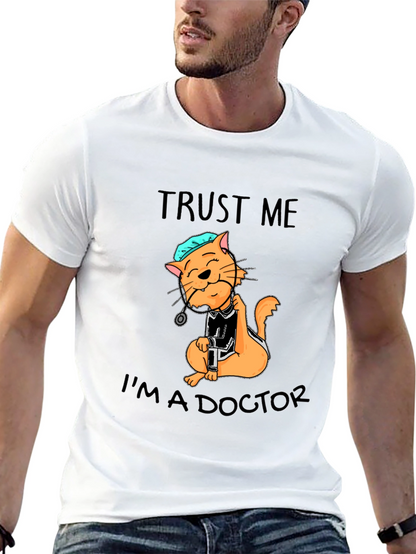 Camiseta Negra con Diseño de Gato Doctor