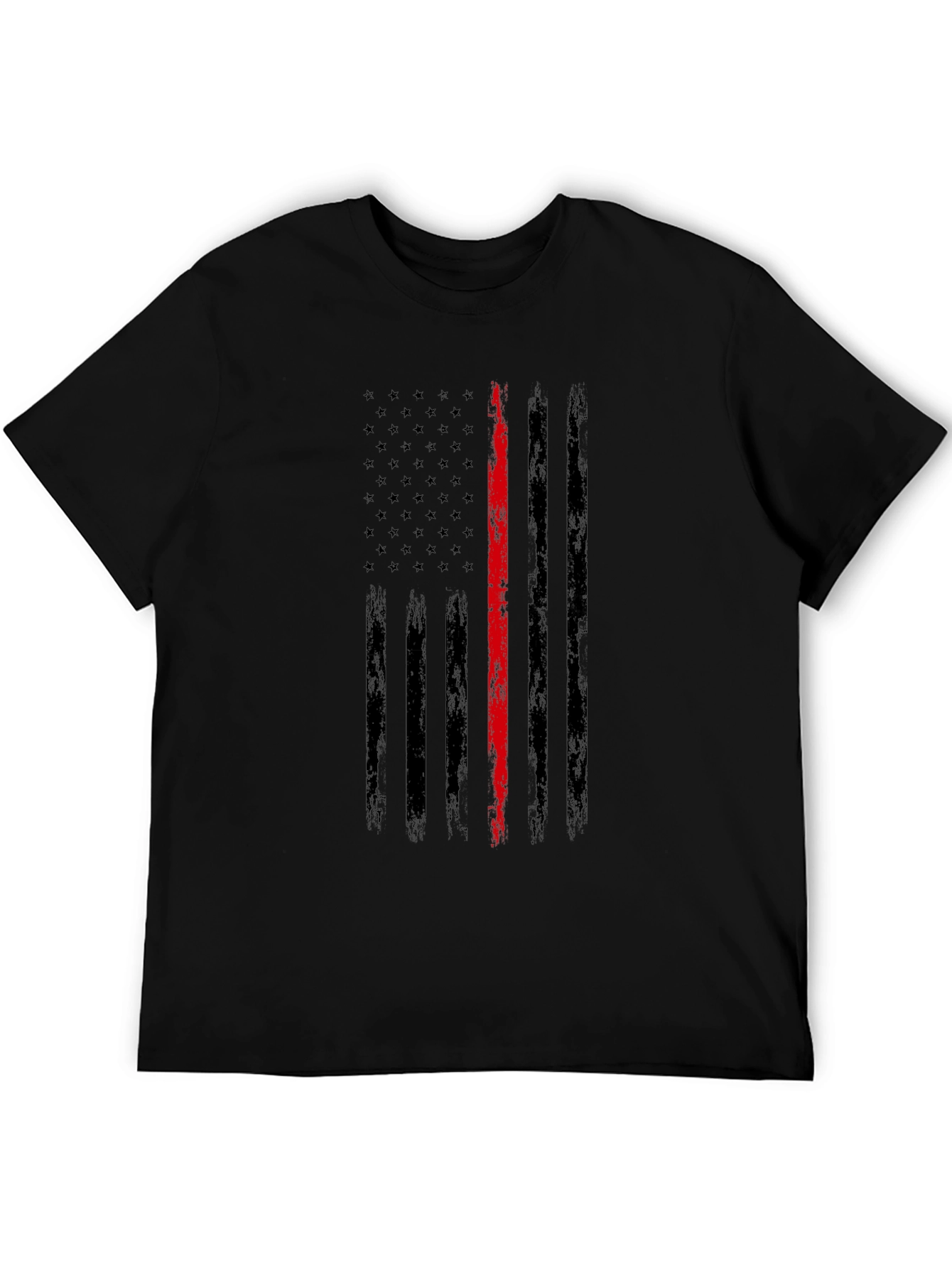 Camiseta Negra Bandera Fina Roja