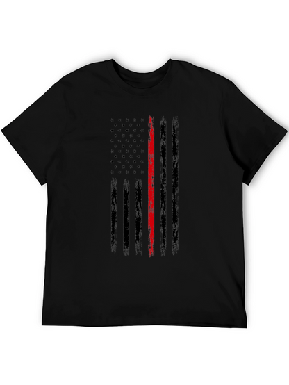 Camiseta Negra Bandera Fina Roja