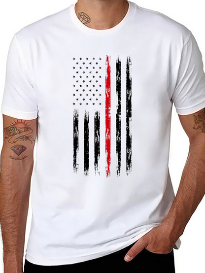 Camiseta Negra Bandera Fina Roja