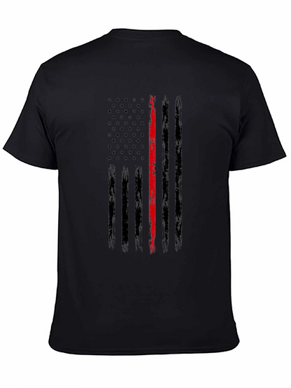 Camiseta Negra Bandera Fina Roja