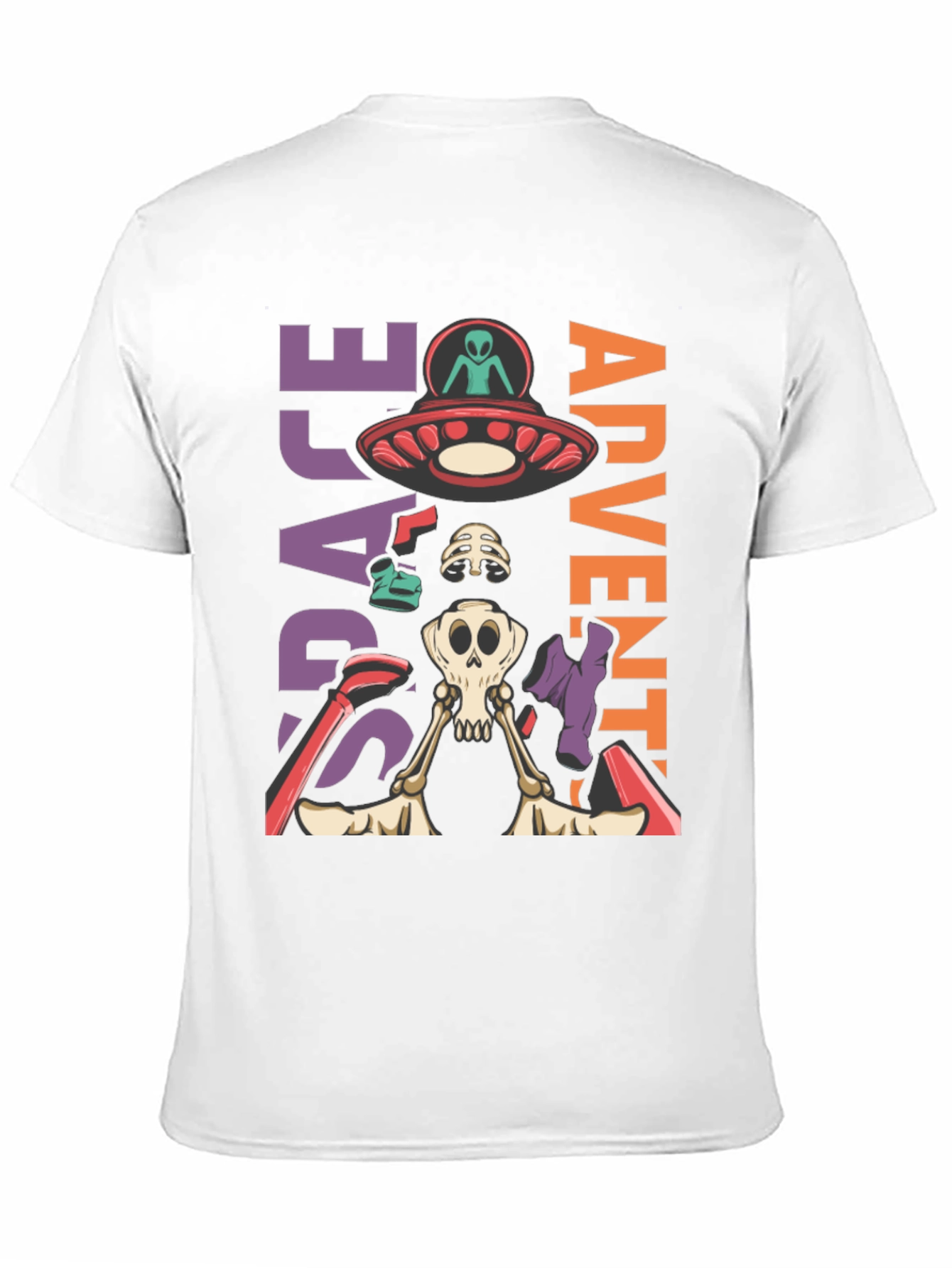 Camiseta Aventura Espacial con Alien y Esqueleto