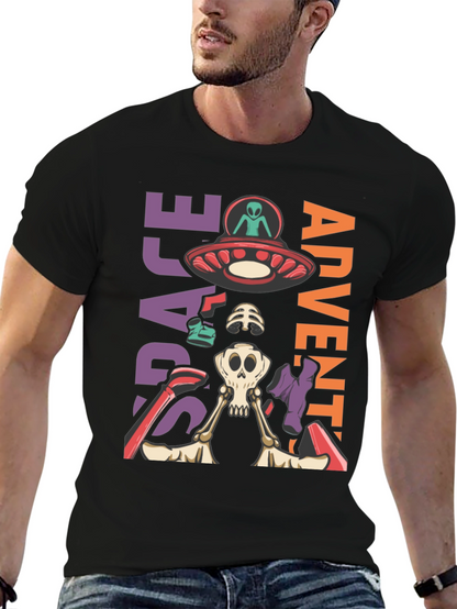 Camiseta Aventura Espacial con Alien y Esqueleto