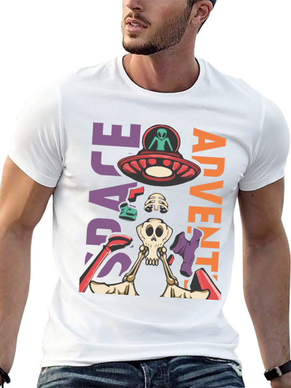 Camiseta Aventura Espacial con Alien y Esqueleto