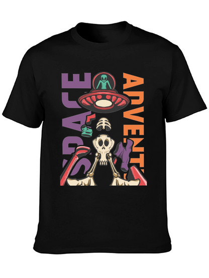 Camiseta Aventura Espacial con Alien y Esqueleto