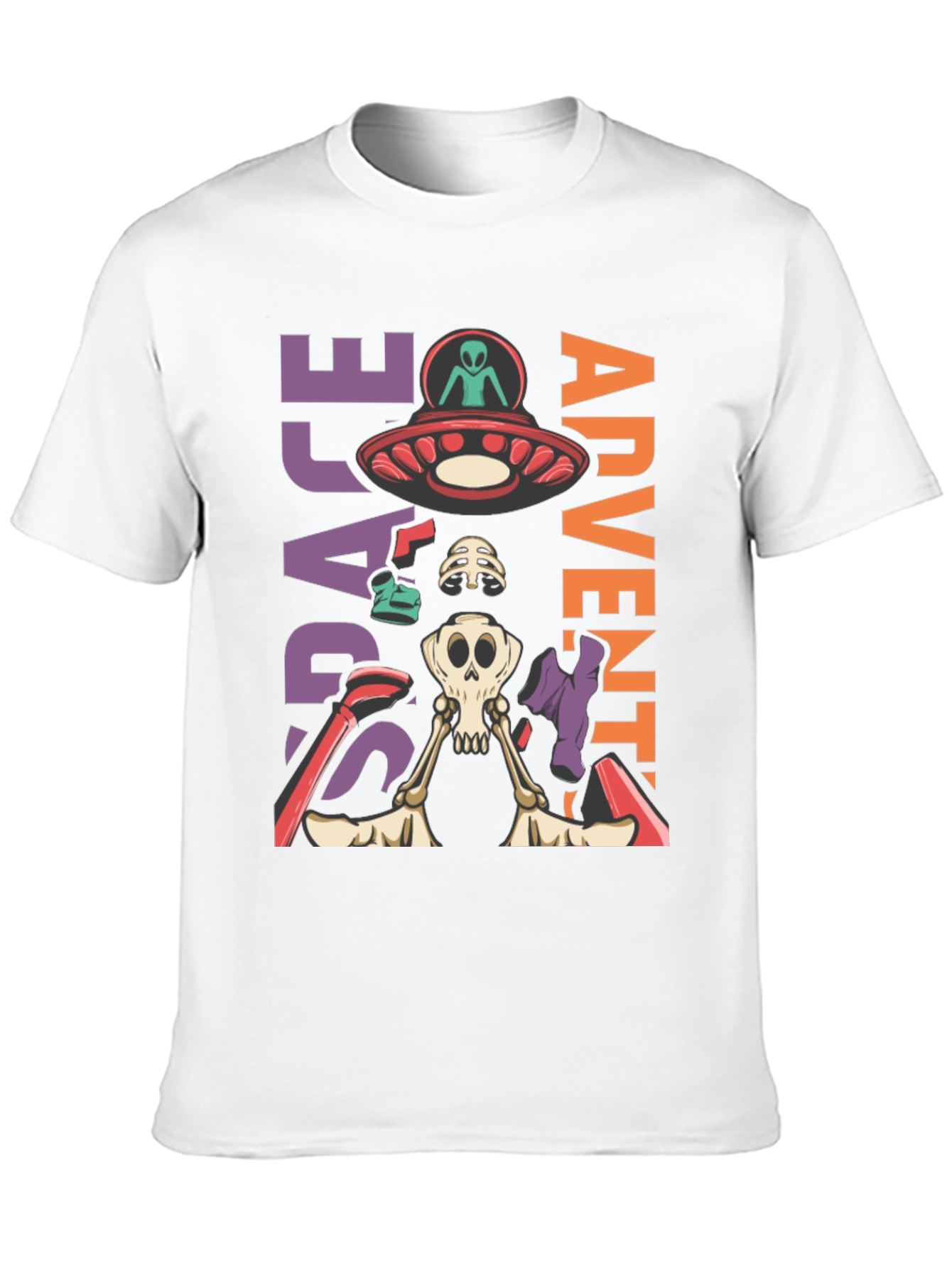 Camiseta Aventura Espacial con Alien y Esqueleto