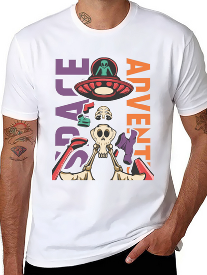 Camiseta Aventura Espacial con Alien y Esqueleto