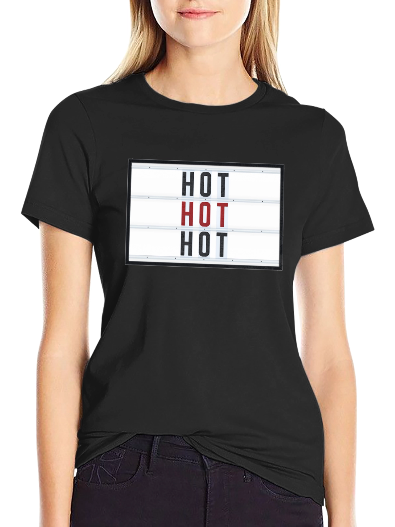 Camiseta Negra con Diseño HOT Divertida y Original