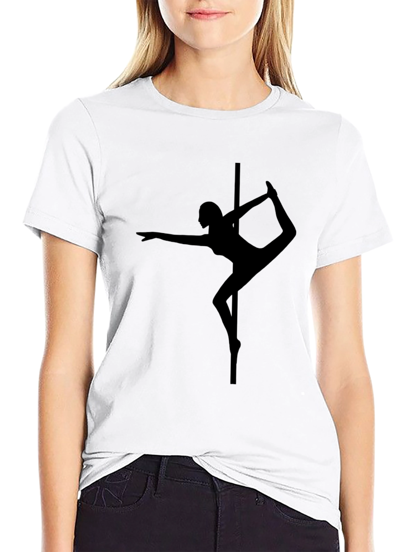 Camiseta Negra con Silueta de Pole Dance