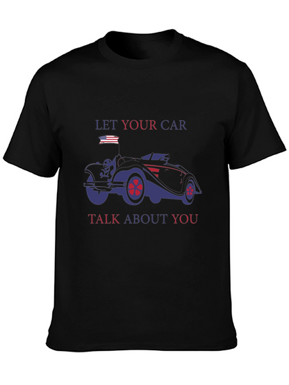 Camiseta Negra con Diseño de Coche Clásico Americano