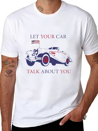 Camiseta Negra con Diseño de Coche Clásico Americano