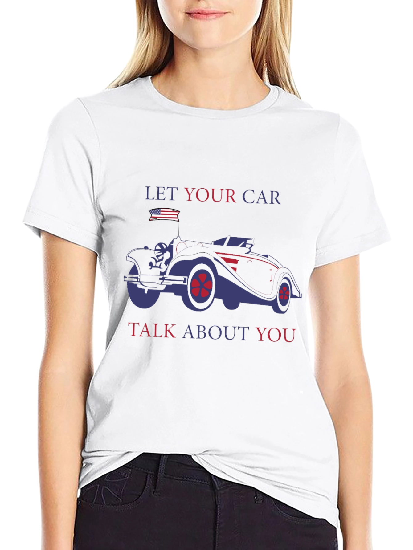Camiseta Negra con Diseño de Coche Clásico Americano
