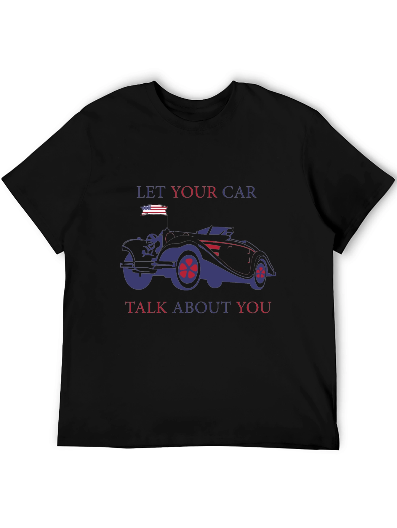 Camiseta Negra con Diseño de Coche Clásico Americano
