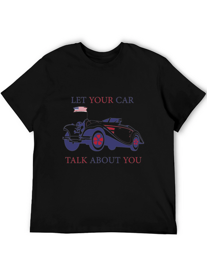 Camiseta Negra con Diseño de Coche Clásico Americano