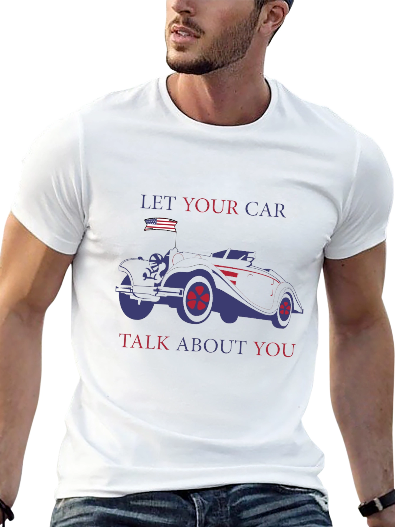 Camiseta Negra con Diseño de Coche Clásico Americano