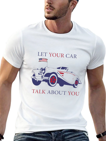 Camiseta Negra con Diseño de Coche Clásico Americano